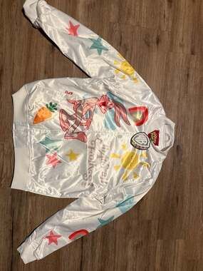 Freeze Max Looney Tunes Bugs Bunny 'That's All Folks' Satin Bomber Jacket